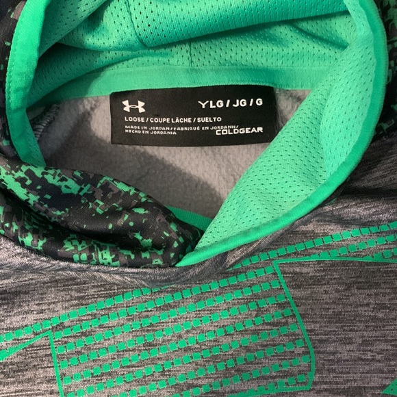 Under Armour boys hoodie, green and grey/black size large - Picture 2 of 4